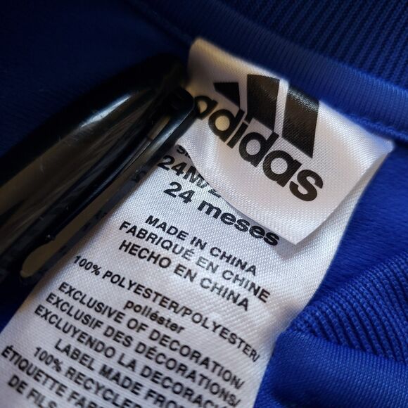 Adidas Classic Full Zip Toddler Boys 24M Royal Blue 3 Stripe Sweatsuit Tracksuit - Picture 3 of 10